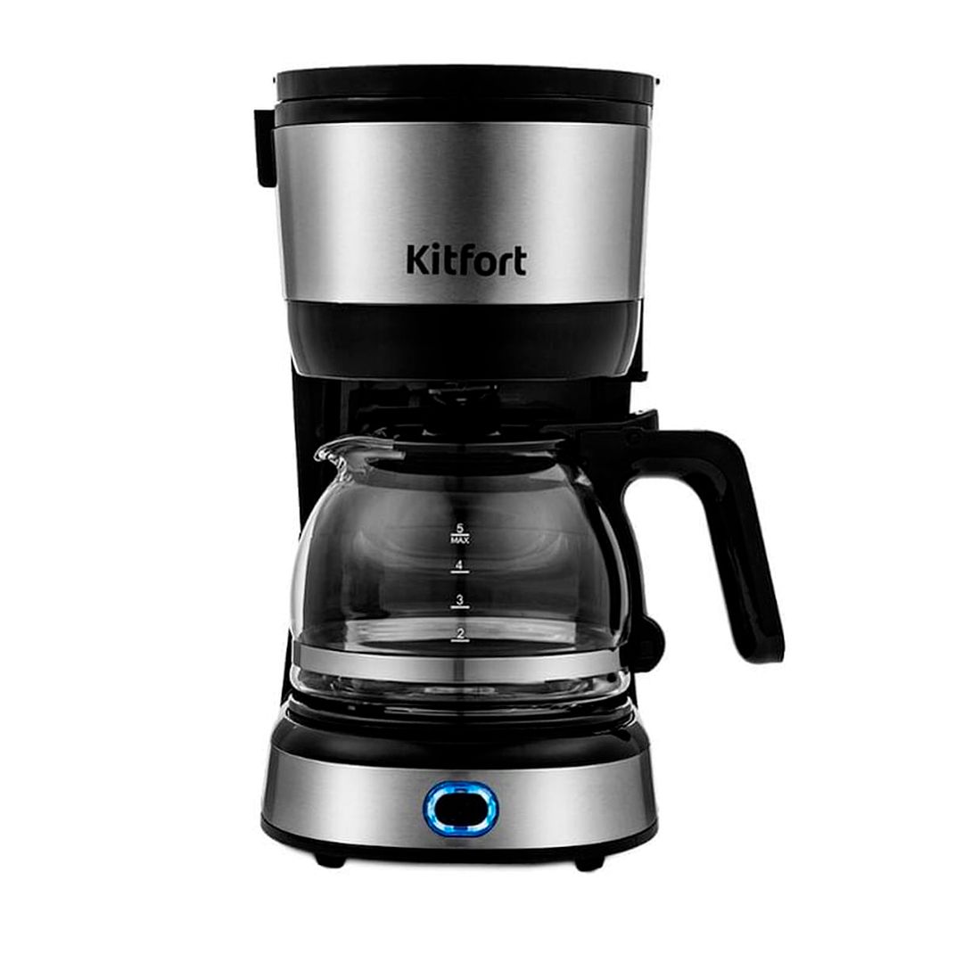 Кофеварка Kitfort KT-730, капельная, 0,6 л, черная/металлик / Кофеварки	 №2