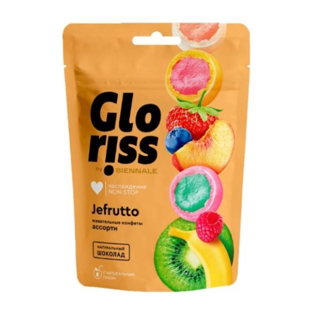 Жевательные конфеты Gloriss Jefrutto, ассорти, 75 гр / Конфеты