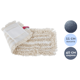 Запаска для швабры Luscan Дуэт МОП, хлопок/микрофибра, размер 40*11 см, бежевая / Швабры и комплекты