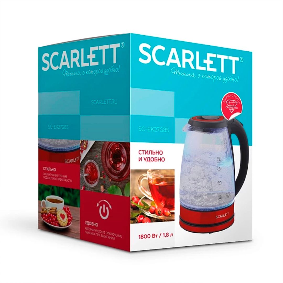 Электрический чайник Scarlett SC-EK27G85, 1,8 л, красный / Чайники	 №3