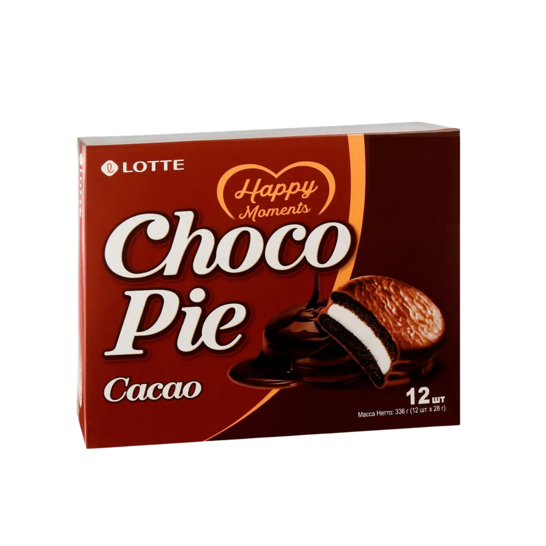 Бисквит Lotte "Chocolate Pie. Cacao", 336 гр, 12 штук в коробке / Бисквиты, круассаны, маффины