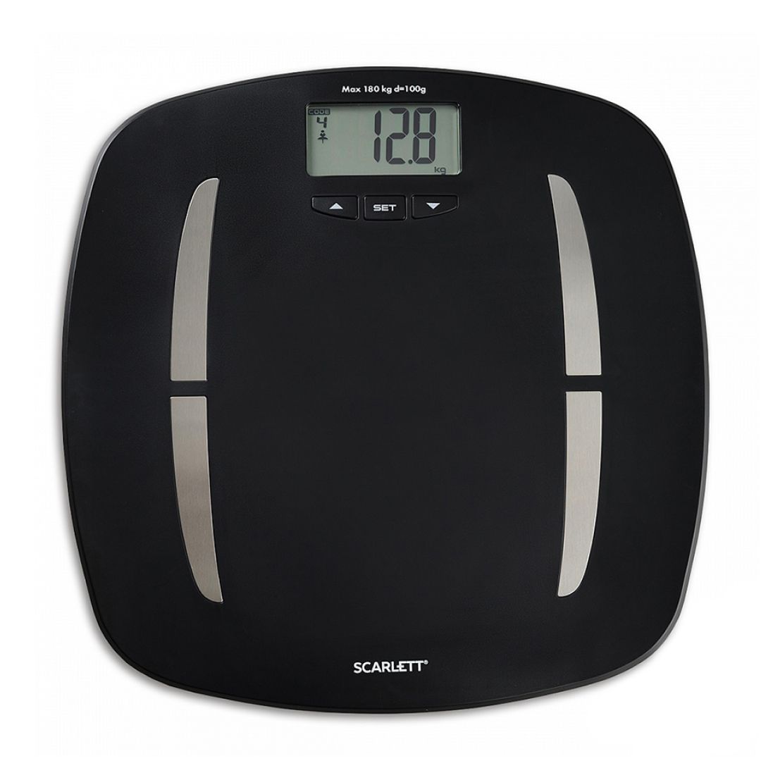 Диагностические весы Scarlett SC-BS33ED83, с функцией BLUETOOTH, максимальный вес 180 кг, черные / Уход за собой