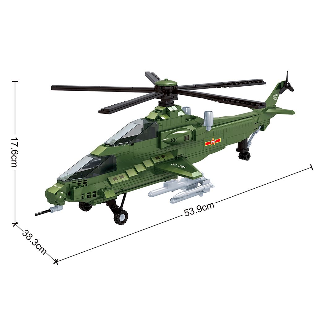 Ойын конструкторы Keyixing 22708  "Армия. Әскери соққы беретін тікұшақ", 486 бөлшек / Құрастырғыштар №2