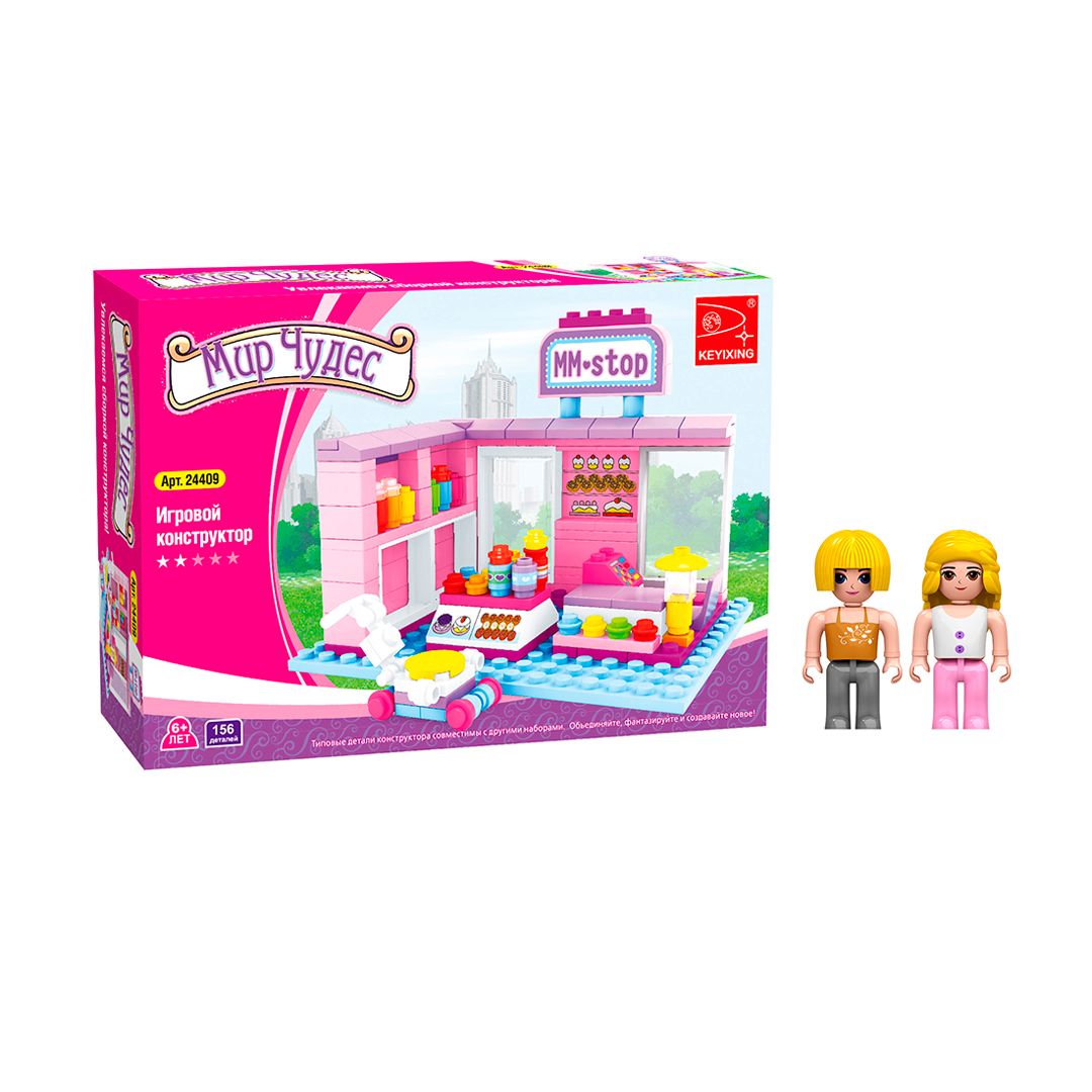 Игровой конструктор Keyixing 24409 "Мир Чудес. Магазин сладостей", 156 деталей / Конструкторы