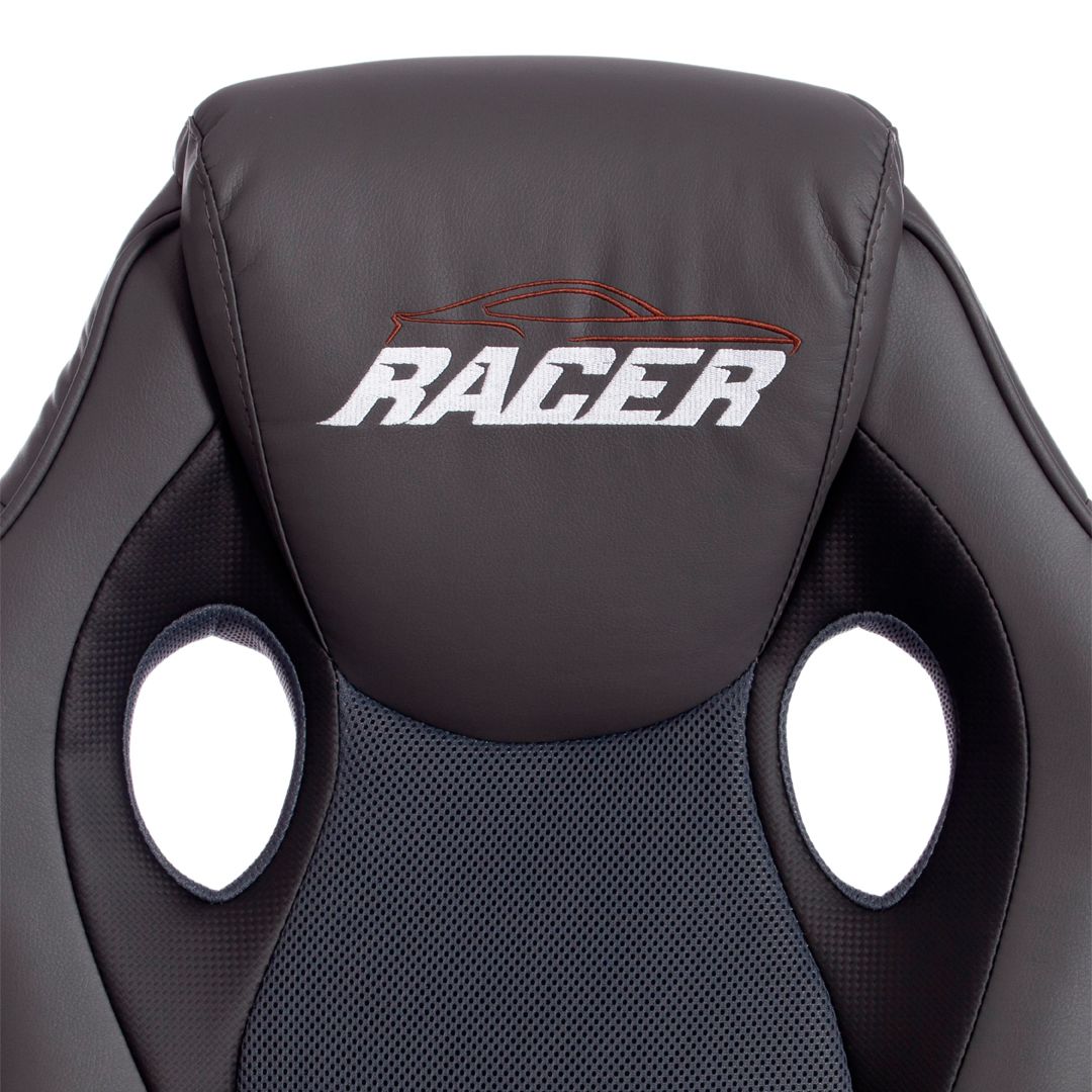 Игровое компьютерное кресло Racer GT, искусственная кожа/ткань, серый