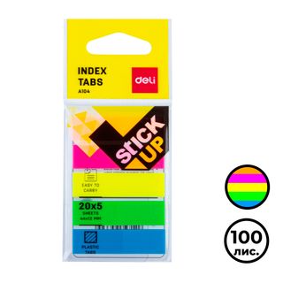 Закладки самоклеящиеся Deli, пластиковые, 44*12 мм, 5 цветов НЕОН, 100 листов / Закладки самоклеящиеся oe.kz Закладки самоклеящиеся Deli, пластиковые, 44*12 мм, 5 цветов НЕОН, 100 листов / Закладки самоклеящиеся