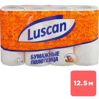 Қағаз сүлгілер Luscan, 2 қабатты, қаптамада 4 орам, 12,5 м, ақ / Тұрмыстық сүлгілер