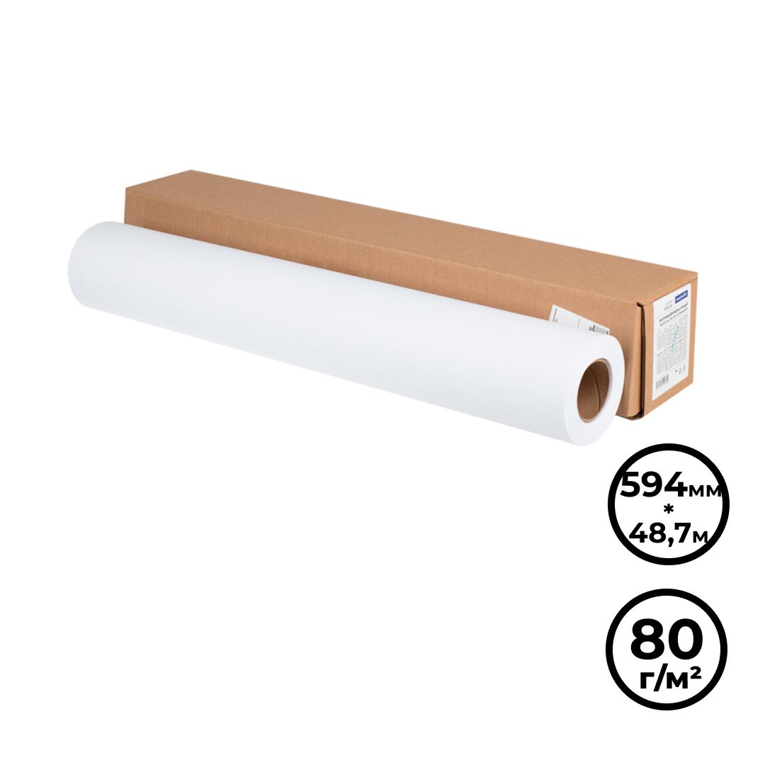 Бумага для плоттера OfficeSpace, 594 мм*45,7 м, 80 гр/м2, втулка - 50,8 мм / Бумага для плоттеров oe.kz Бумага для плоттера OfficeSpace, 594 мм*45,7 м, 80 гр/м2, втулка - 50,8 мм / Бумага для плоттеров