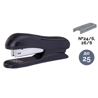 25 параққа дейін қапсырмалағыш степлер, Deli, №24/6, 26/6, қара / Степлерлер