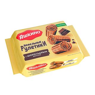 Рулетики вафельные Яшкино, с шоколадным вкусом, 160 г / Печенье, вафли, крекеры