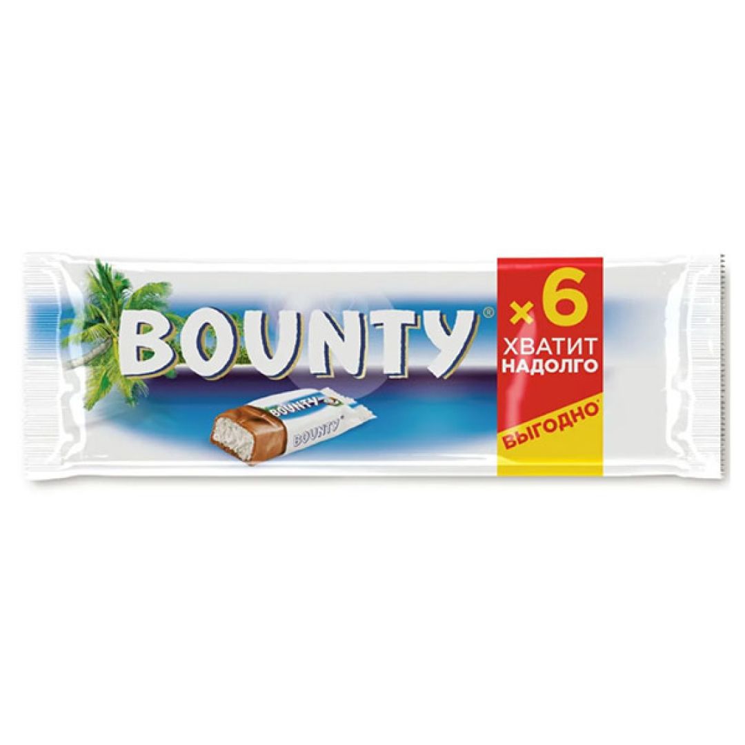 Шоколадные батончики Bounty, 6 шт/упак, 165 гр / Шоколад