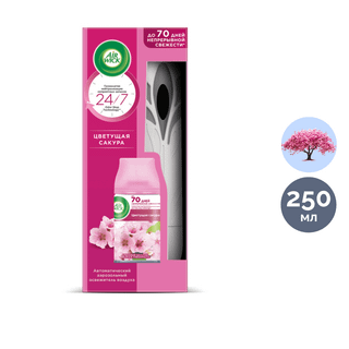 Комплект освежителя воздуха Airwick Pure Цветущая сакура, со сменным баллоном, 250 мл / Диспенсеры для освежителя воздуха