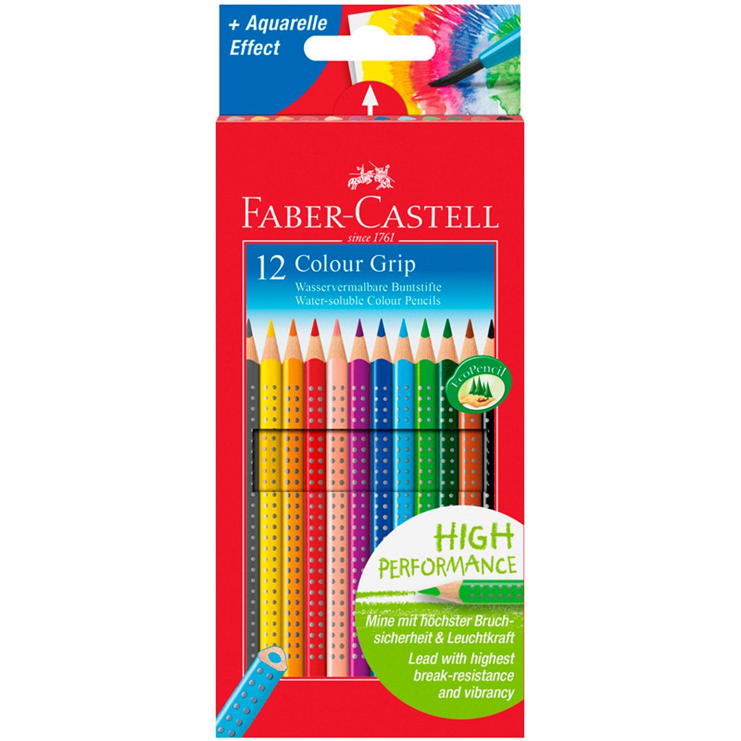 Түрлі-түсті қарындаштар Faber-Castell "Grip", 12 түс