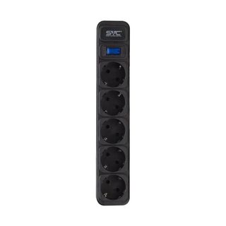 Желілік фильтр SVC ZC5S-18M, 10А, 5 розетка, 1,8 м, қара / Желілік сүзгілер