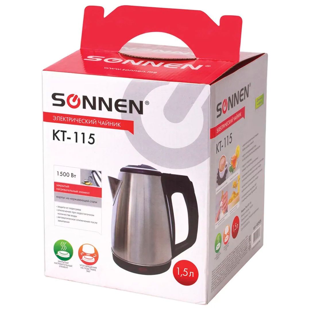 Электрический чайник Sonnen KT-115, 1,5 л, металл / Чайники	 №5