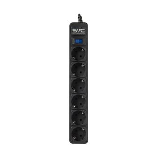 Сетевой фильтр SVC ZC6S-50M, 10А, 6 розеток, 5 м, черный / Сетевые фильтры