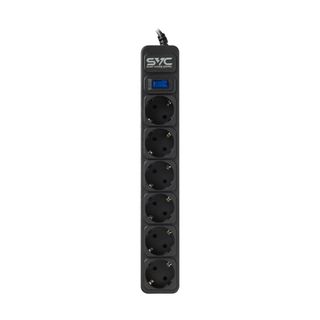 Сетевой фильтр SVC ZC6S-30M, 10А, 6 розеток, 3 м, черный / Сетевые фильтры