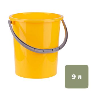 Ведро пластиковое OfficeClean, 9 литров, пищевой, желтое / Ведра