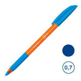 Ручка шариковая Berlingo "Skyline", 0,7 мм, синяя, корпус оранжевый, цена за штуку / Ручки шариковые неавтоматические