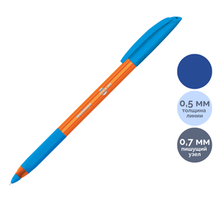Ручка шариковая Berlingo "Skyline", 0,7 мм, синяя, корпус оранжевый, цена за штуку / Ручки шариковые неавтоматические