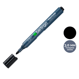 Перманентті маркер Berlingo "Multiline PE300", ұшы оқ тәріздес 3 мм, қара, баға бір дана үшін / Перманентті өшірілмейтін маркерлер