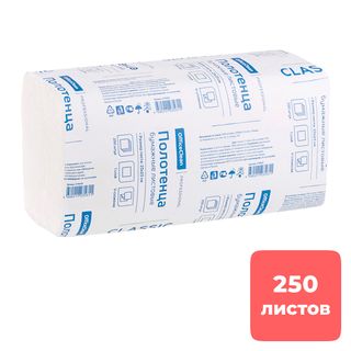 Қағаз сүлгілер OfficeClean "Professional", 250 дана, 1 қабатты, 23*23 см, V-бүктелу, ақ / Диспенсерлерге арналған сүлгілер