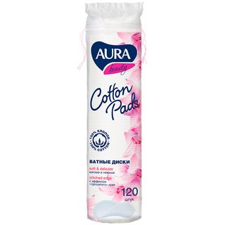 Ватные диски Aura "Beauty", прошитые, 120 шт., полиэтиленовый пакет / Ватная продукция