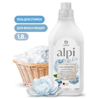 Гель для стирки Grass "Alpi White Gel", концентрат для белого белья, 1800 мл / Стиральные порошки