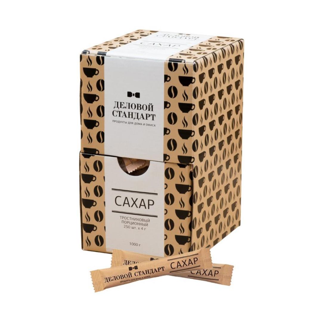 Сахар в стиках "Деловой стандарт", тросниковый, 4 гр, 250 шт/упак / Сахар