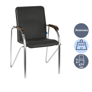 Стул для посетителей Helmi HL-F03 "Самба", экокожа, хром, черный / Стулья