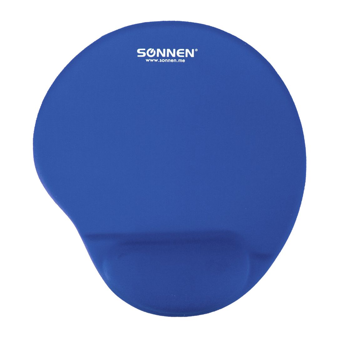 Коврик для мыши Sonnen, с подушкой под запястье, гелевый, размер 250*220*20 мм, синий / Коврики для мыши