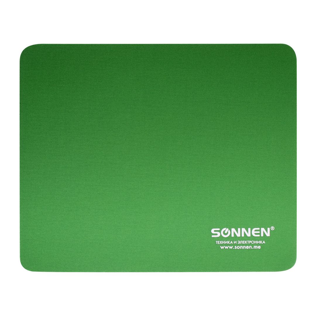 Коврик для мыши Sonnen "Green", резиновая основа, размер 220*180*3 мм, зеленый / Коврики для мыши