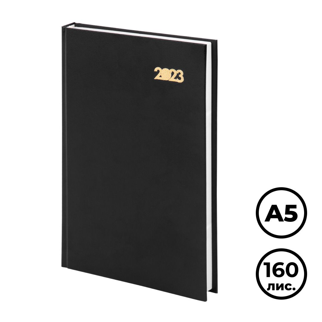 Ежедневник датированный Staff, 2023 г., А5, 160 л, бумвинил, черный / Ежедневники датированные