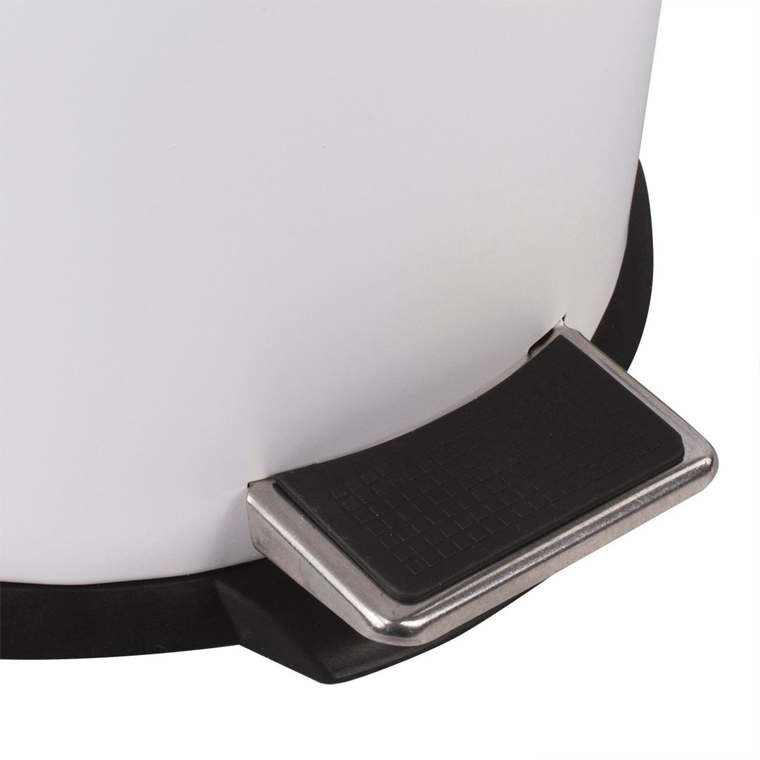 Қоқысқа арналған шелек-контейнер Laima, 12 л, басқышпен, дөңгелек, металл, ақ / Қоқыс контейнерлері мен шелектері №3