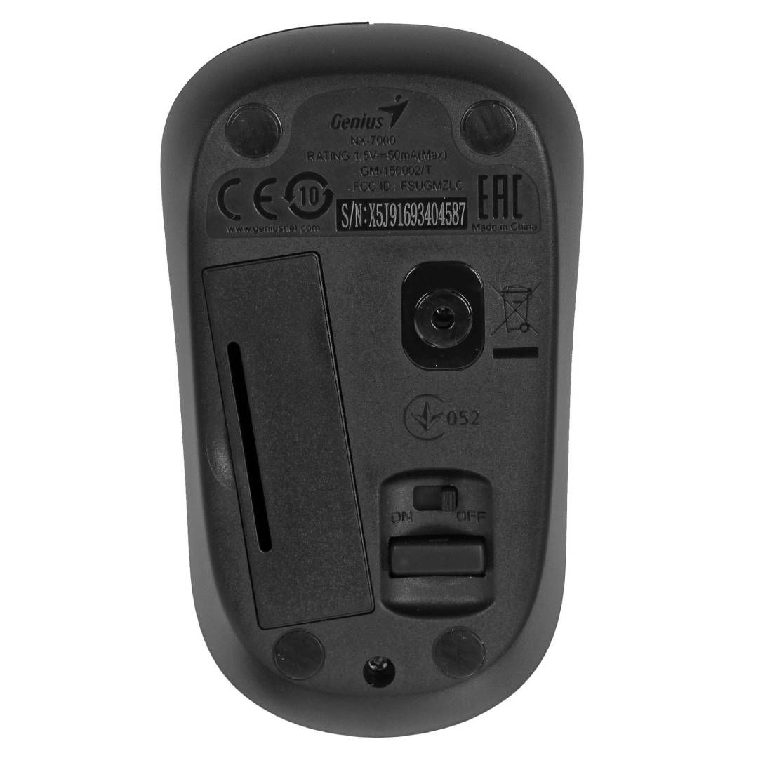 Оптикалық сымсыз тінтуір Genius NX-7000, 3 батырма, 1200 dpi, USB, қара / Сымсыз тінтуірлер №4