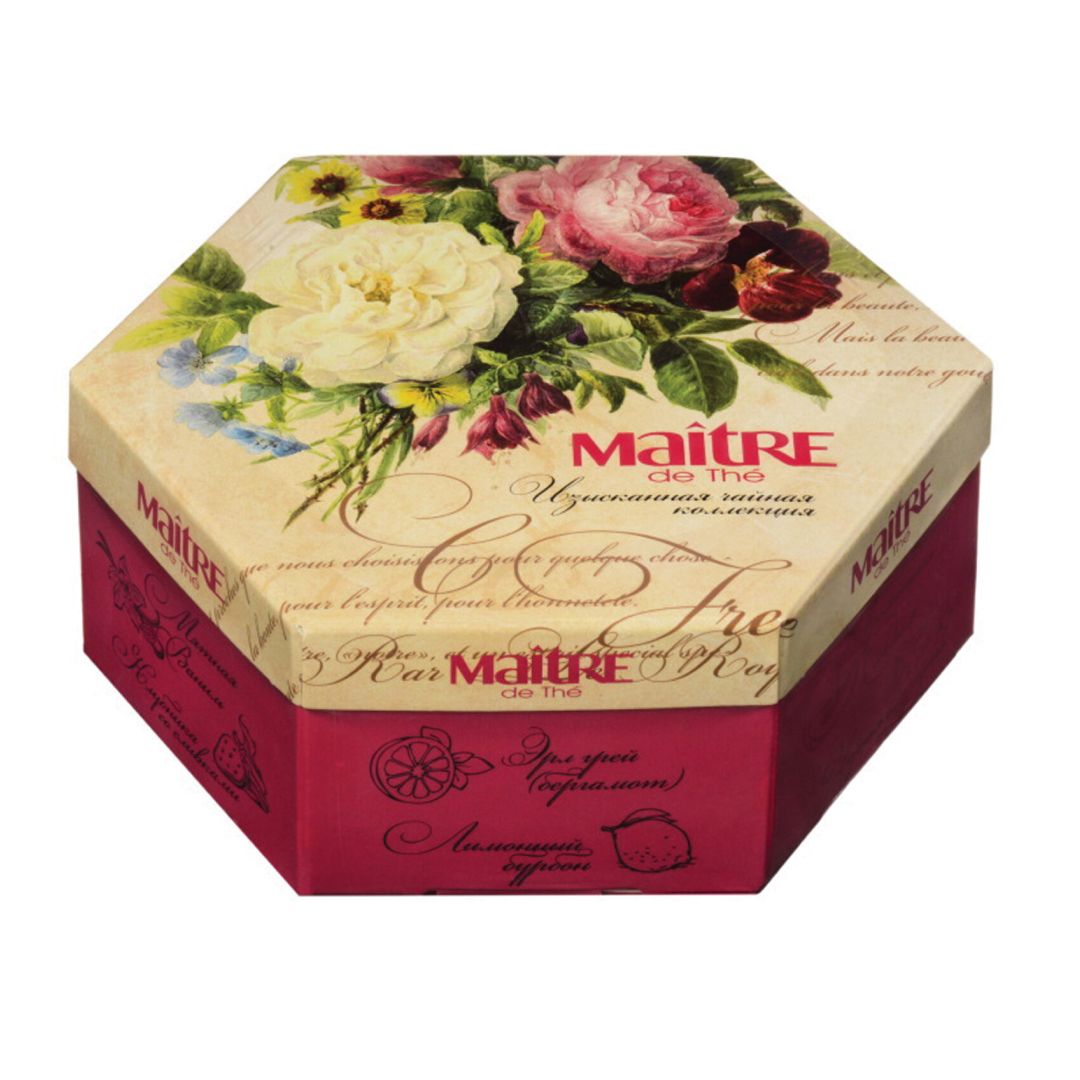 Подарочный набор чая Maitre "Цветы", 12 вкусов, 60 пакетиков, картонная коробка / Чай пакетированный №3
