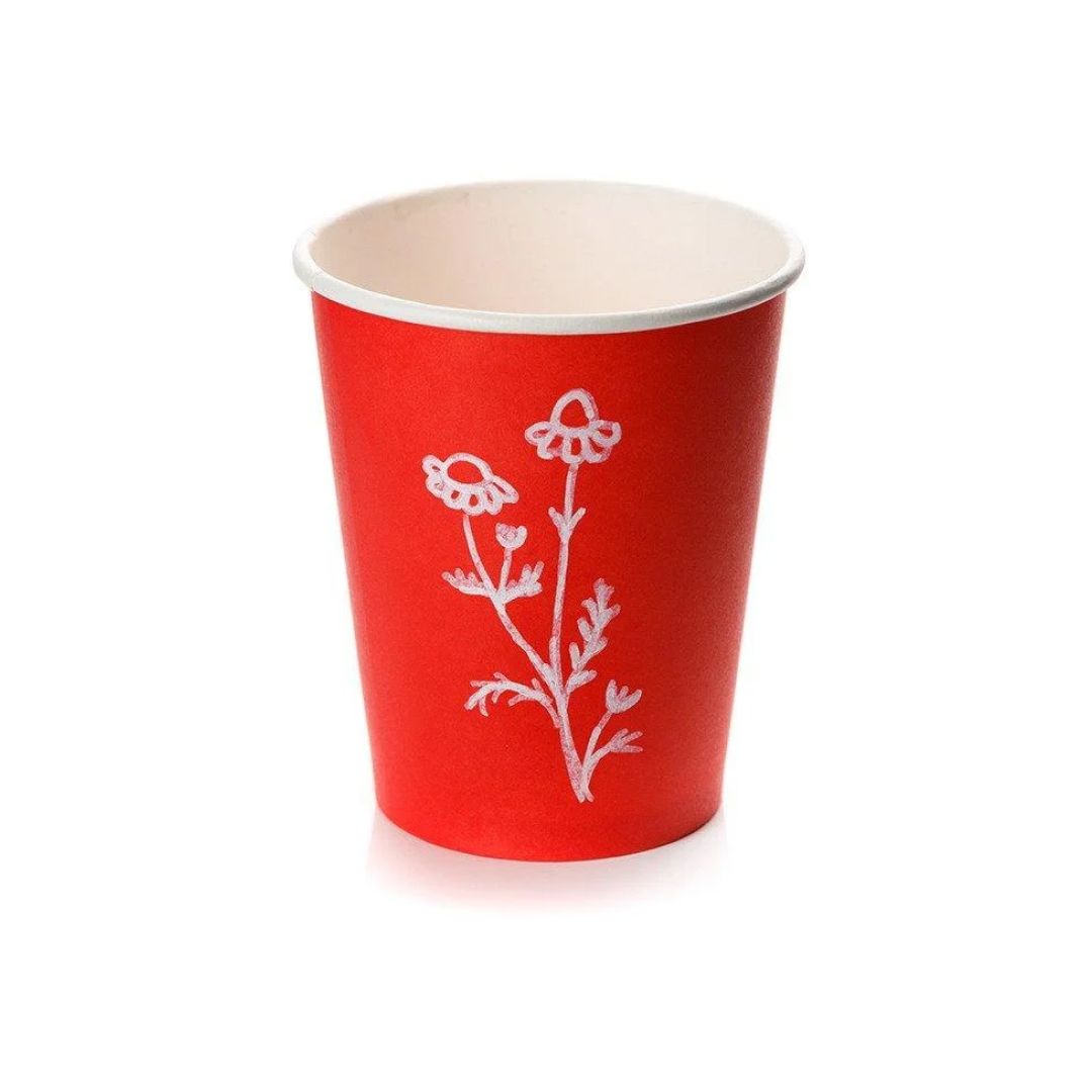 Стаканы бумажные одноразовые, 250 мл, красные с рисунком, 50 шт/упак / Посуда одноразовая oe.kz Стаканы бумажные одноразовые, 250 мл, красные с рисунком, 50 шт/упак / Посуда одноразовая