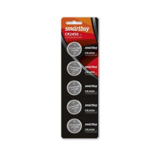Батареялар Smartbuy дискілі CR2450 DL2450, 3V, литий, 5 дана, баға бір қаптамасы үшін / Батареялар
