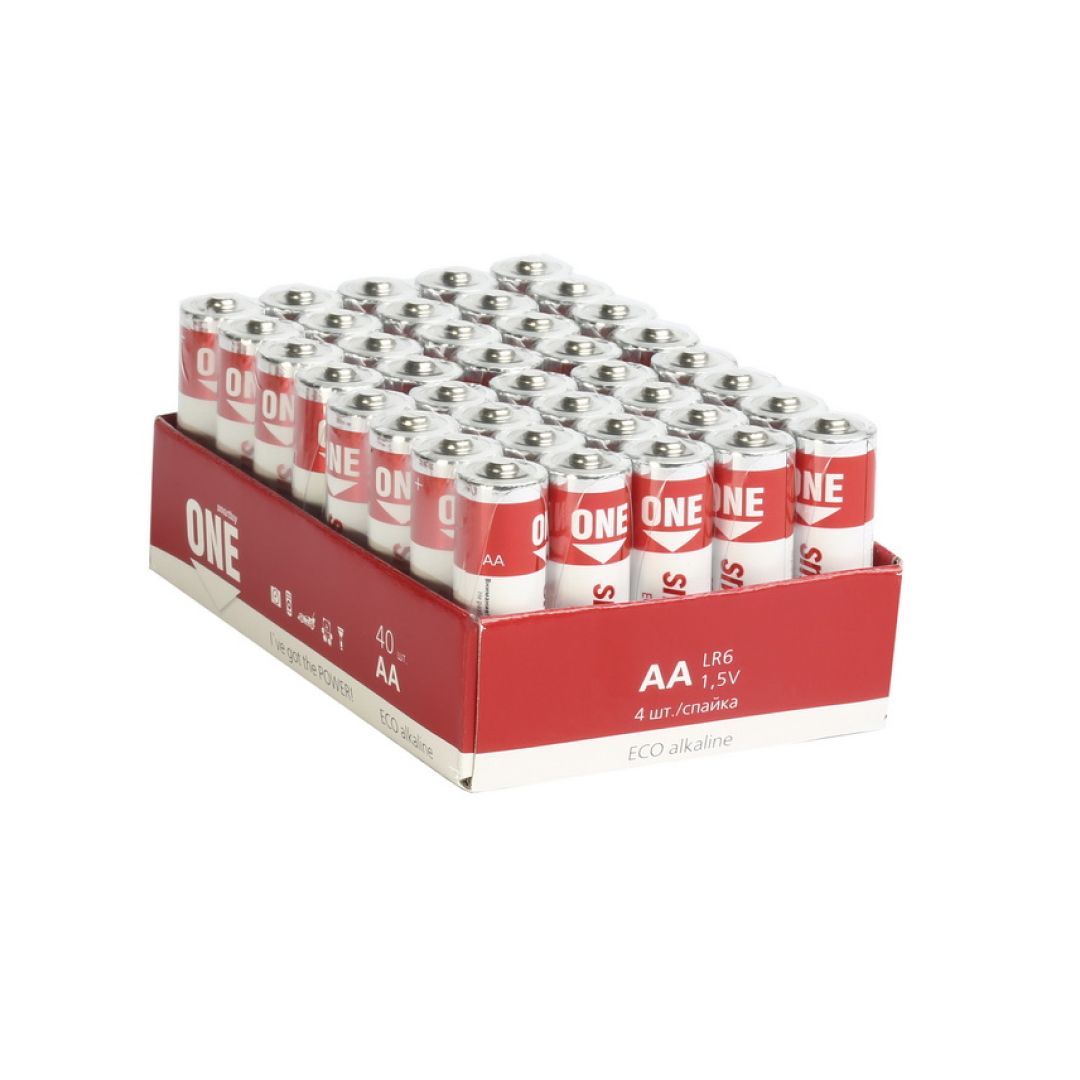 Батарейки Smartbuy ONE пальчиковые АA LR6 15A, 1.5V, алкалиновые, 40 шт./уп, цена за упаковку / Батарейки