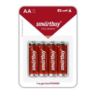 Батареялар Smartbuy саусақты АA LR6 15A, 1.5V, алкалинді, 4 дана, баға бір қаптамасы үшін / Батареялар
