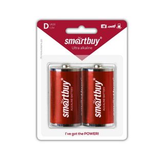 Батареялар Smartbuy бөшкелі D LR20, 1.5V, алкалинді, 2 дана, баға бір қаптамасы үшін / Батареялар