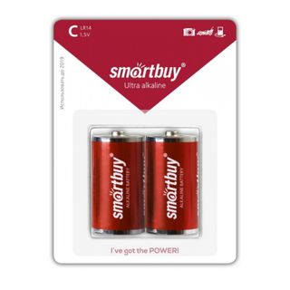 Батарейки Smartbuy бочонок C LR14, 1.5V, алкалиновые, 2 шт./уп, цена за упаковку / Батарейки
