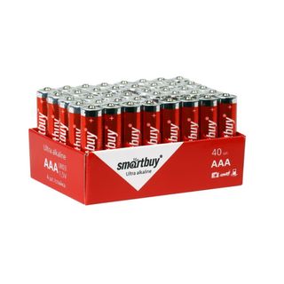 Батарейки Smartbuy мизинчиковые АAA LR03 24A, 1.5V, алкалиновые, 40 шт./уп, цена за упаковку / Батарейки