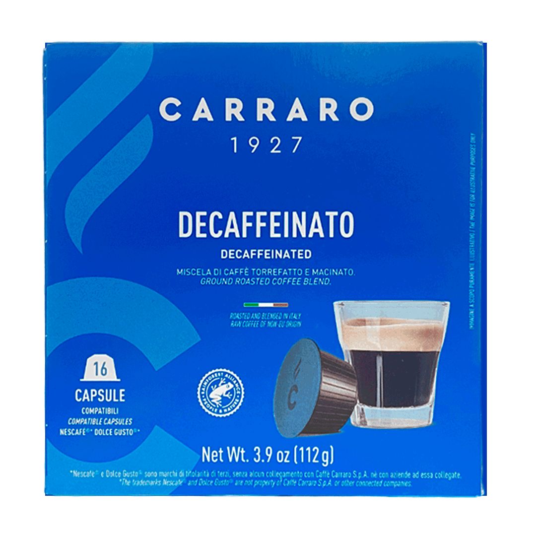 Кофе в капсулах Carraro "Decaffeinato", для кофемашин Dolce Gusto, 16 капсул / Кофе и чай в капсулах oe.kz Кофе в капсулах Carraro "Decaffeinato", для кофемашин Dolce Gusto, 16 капсул / Кофе и чай в капсулах