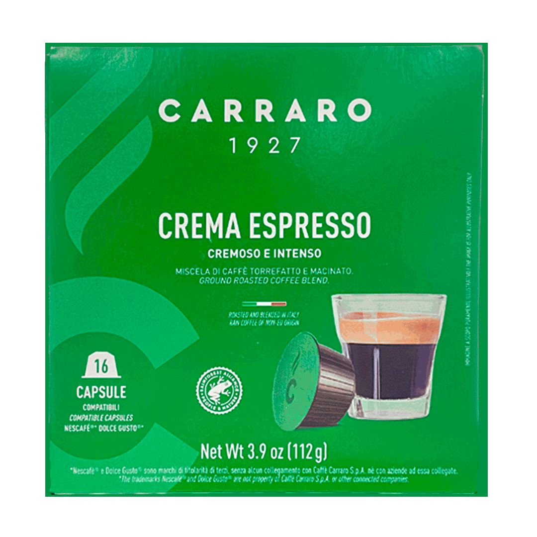 Капсуладағы кофе Carraro "Crema Espresso", Dolce Gusto кофемашинасы үшін, 16 капсула / Капсуладағы кофе және шай
