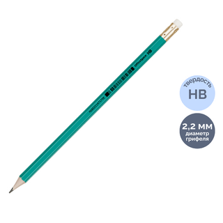 Карандаш чернографитный OfficeSpace HB, пластик, заточенный с ластиком, цена за штуку / Карандаши чернографитные