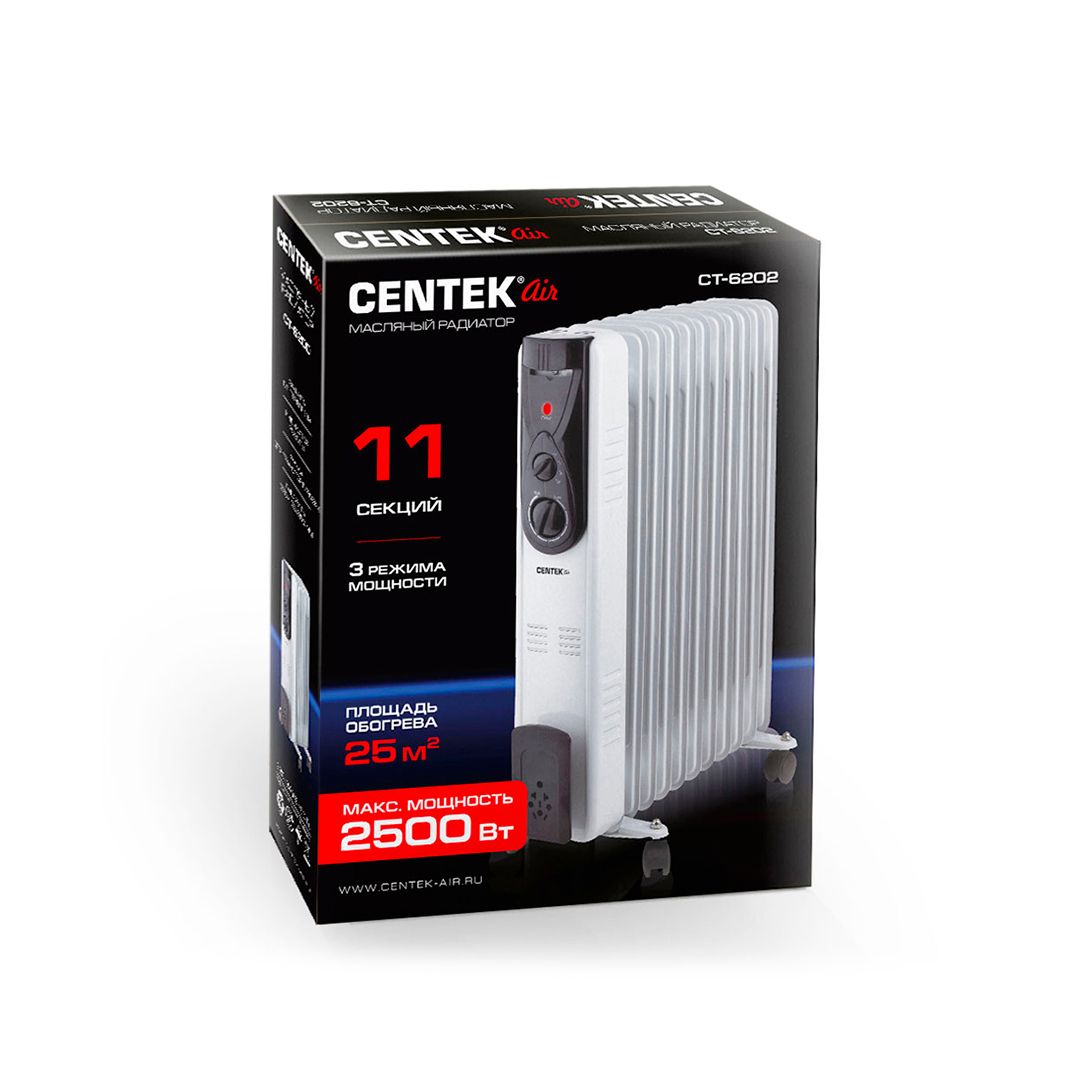 Обогреватель масляный Centek CT-6202, 2,5 кВт, белый