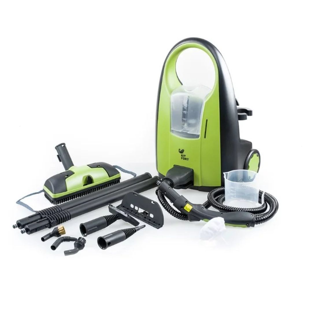 Пароочиститель Kitfort KT-903, черный/зеленый / Оборудование для уборки