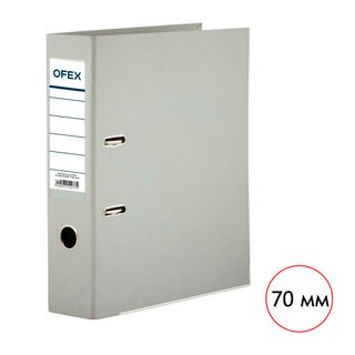 Папка-тіркеуіші Ofex, А4, түбіртек ені 70 мм, сұр / Түбіртек ені 50-80 мм  А4 тіркеу папкалары