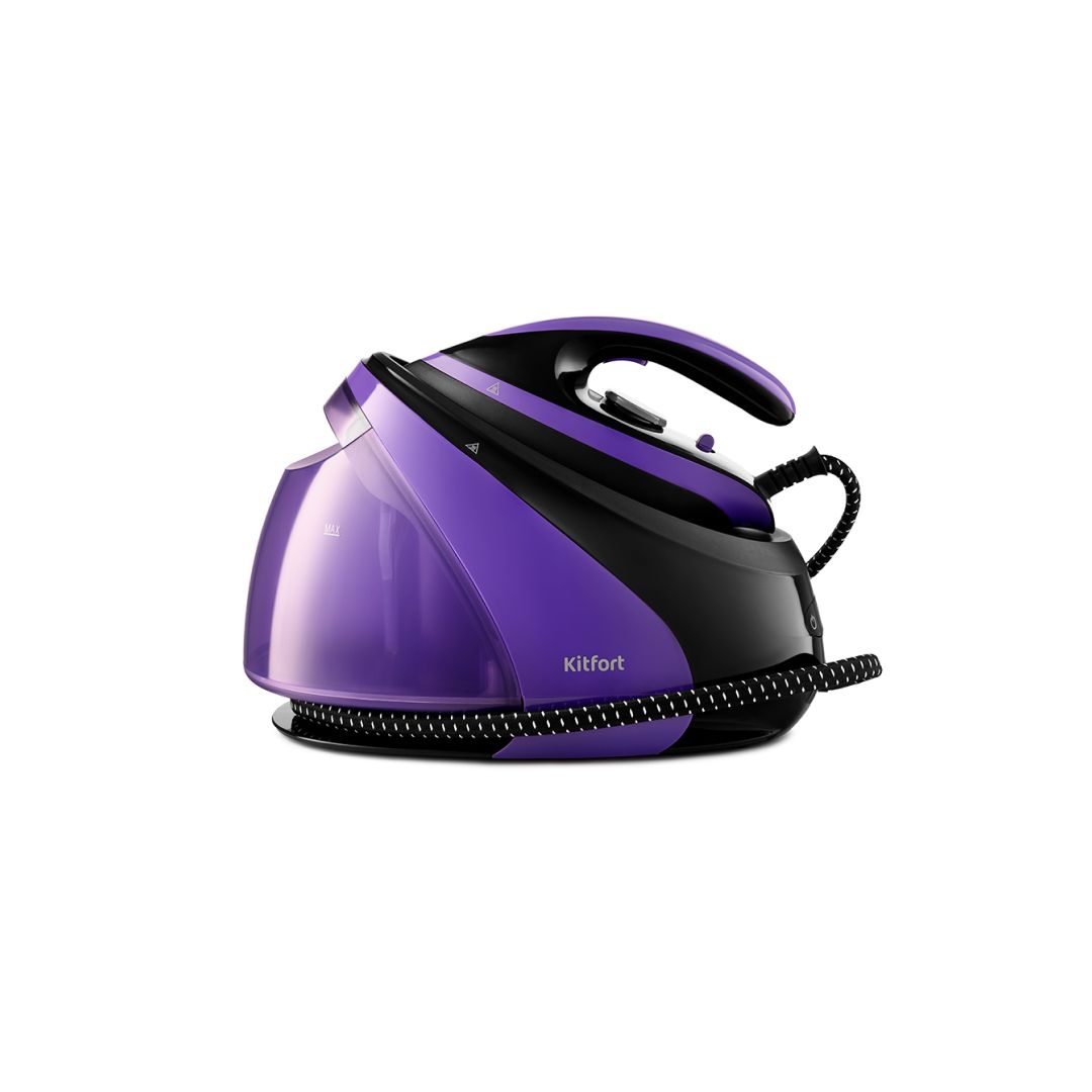 Гладильная система Kitfort KT-980, мощность 3000 Вт, резервуар 1,3 л, черный/фиолетовый / Уход за одеждой